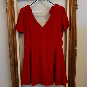 Raspberry red crepe mini dress
